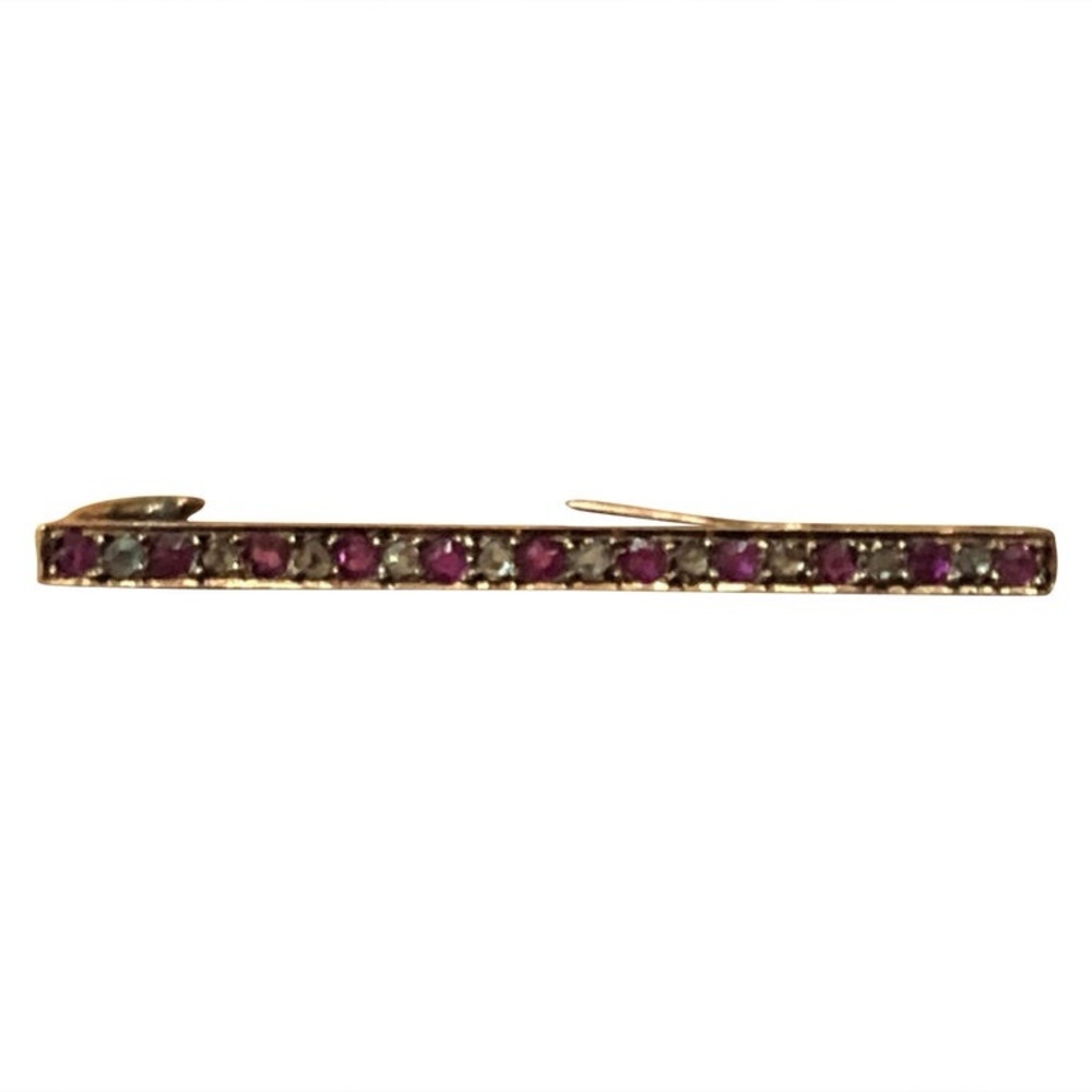 Antique fabrege Ruby and diamond tie pin in 14 k gold